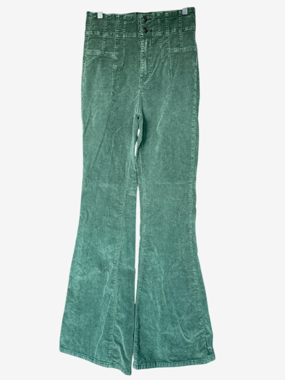 Free People We The Free Jayde Cord Green Flare Pants Sz 28 - Picture 2 of 10